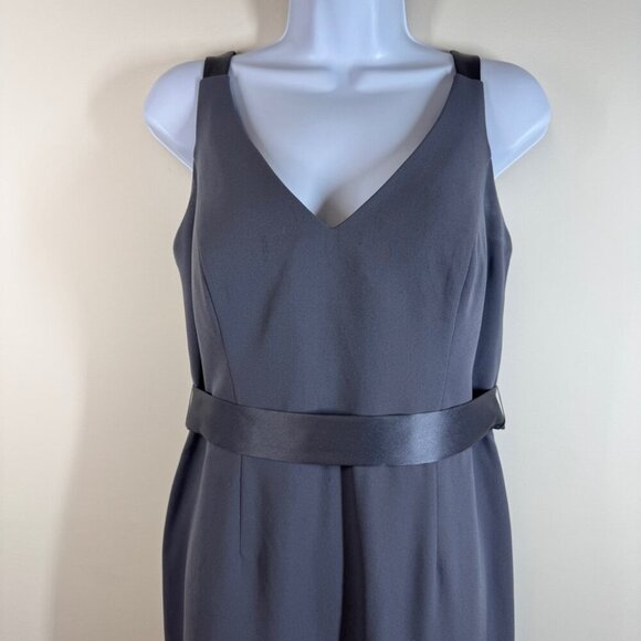 White by Vera Wang  V-neck Open Back Bridal Long Gray Gown Size 12 - Picture 4 of 16